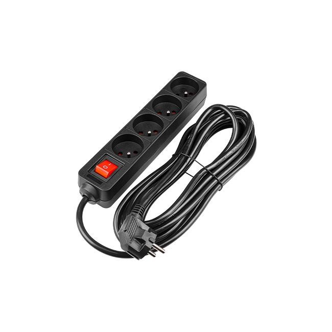 Prelungitor 5 metri, 4 prize standard, comutator, protectie suprasarcina, IP20, 3000W, PVC/PP - imagine 6